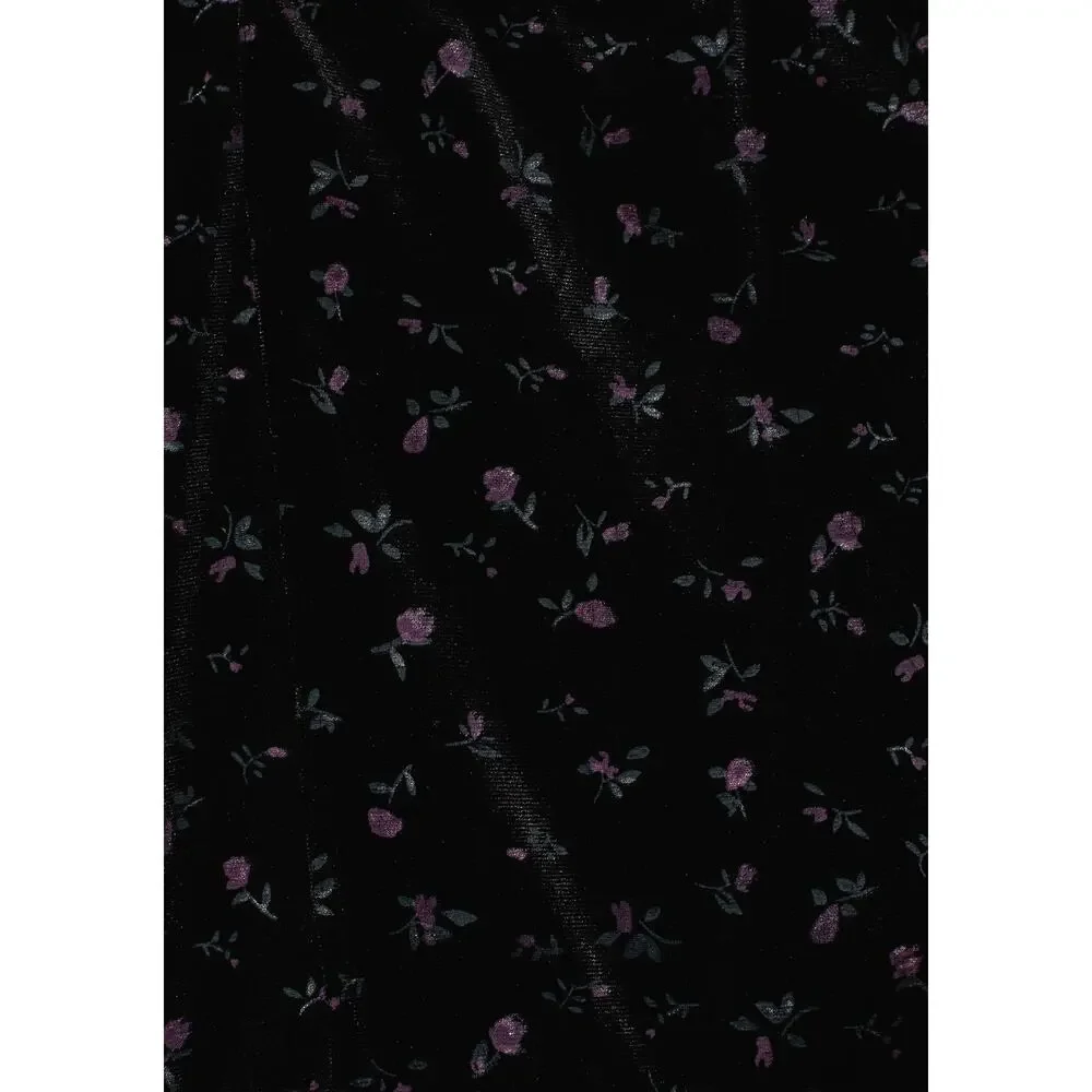 NWT Disturbia Woe Floral Midi Dress Velvet Womens 4 Black Square Neck Whimsigoth - Picture 3 of 12